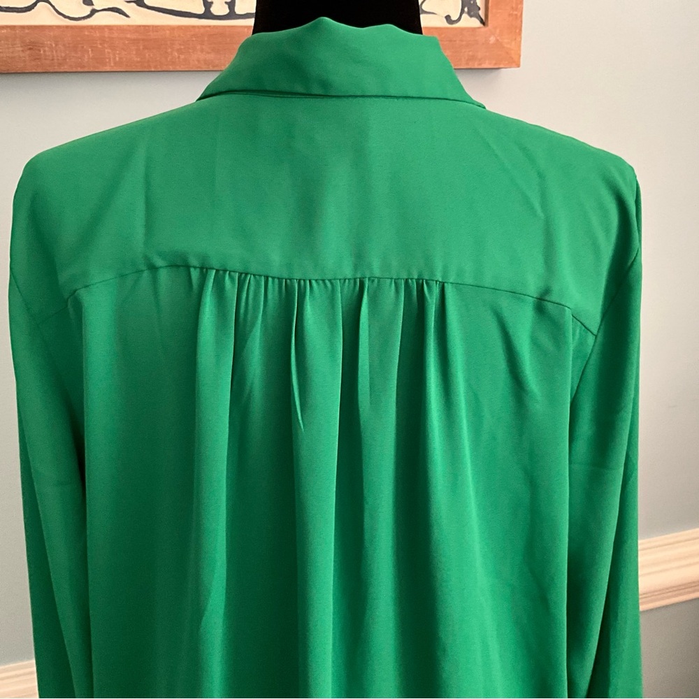 Ann Taylor Blouse Large Blouse Kelly Green Top - Picture 4 of 10